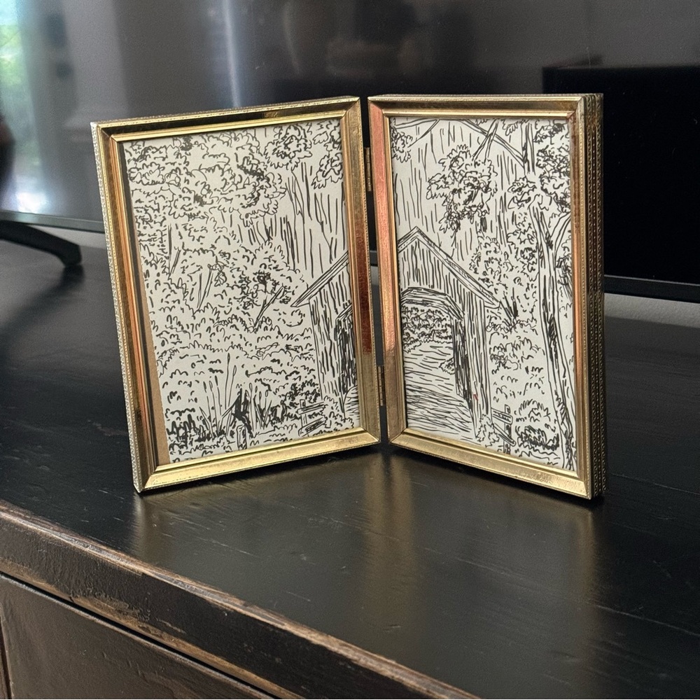 Vintage double photo frame